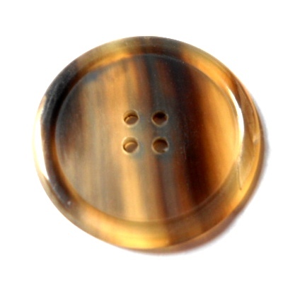 Brown Horn Button - Horn, 25mm Diameter, Brown, 5mm Thick, Polished | Durable, Stylish, Elegant, Versatile, 4-Hole