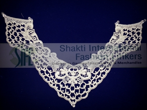 GPO Rayon Neck Patches - Rayon, Variable Size, Off-White | Elegant V-Neck, Durable, Soft, Floral Pattern