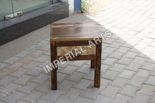 Reclaimed Wooden Stool with Drawer