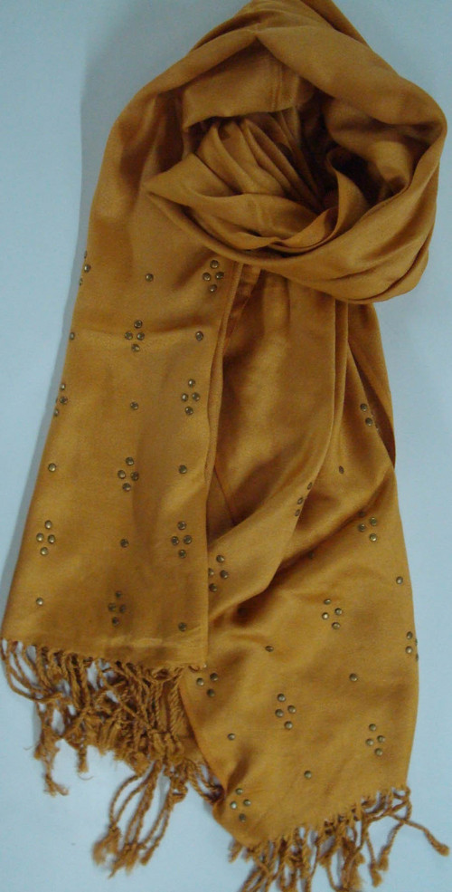 Scarves With Sequins Work - Satin Viscose 50x180 cm | Soft Fabric Sequin Accents Customizable Colors Fringe