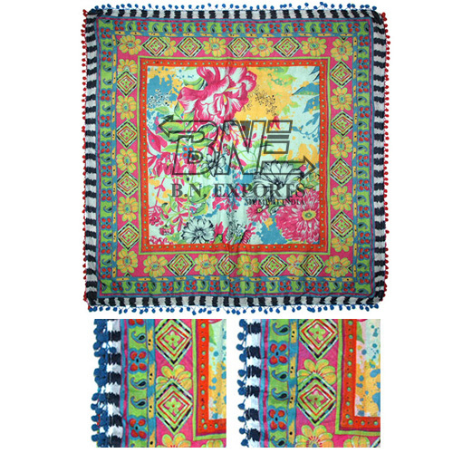 Cotton Mulmul Scarf With Lace