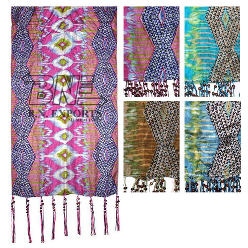 Silk Stole With Beaded Fringes