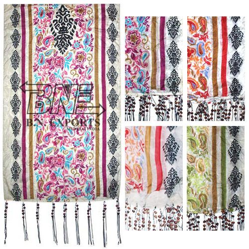 Silk Stole With Beaded Fringes