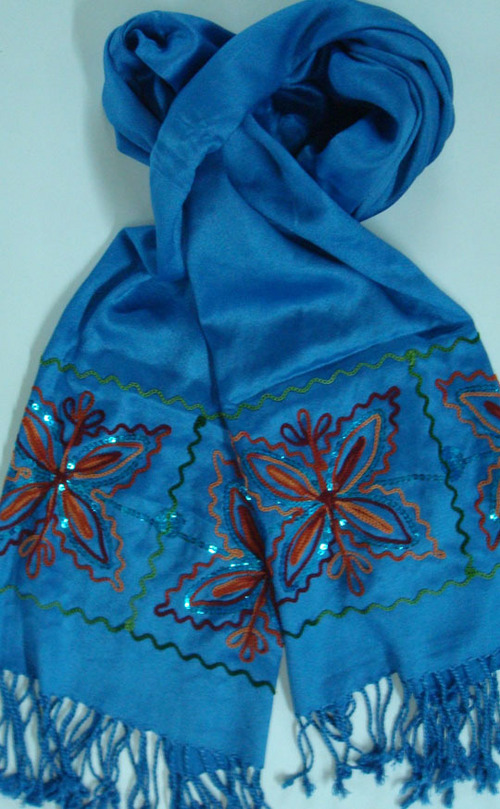 Satin viscose scarf with Embroidery work