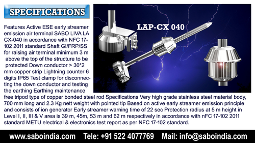 LIGHTNING PROTECTION SYSTEM FOR 60M RADIUS OF PROTECTION