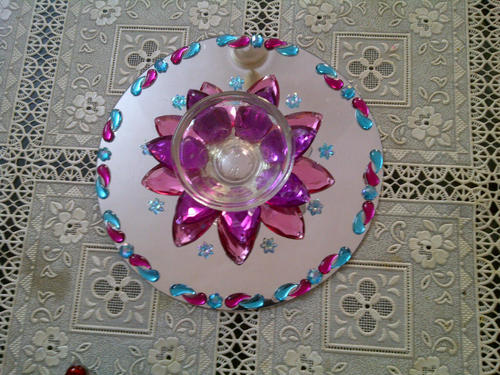 PINK LOTUS MIRROR FLOATING RANGOLI