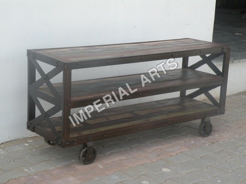 Industrial Furniture-Industrial Trolly with Rack