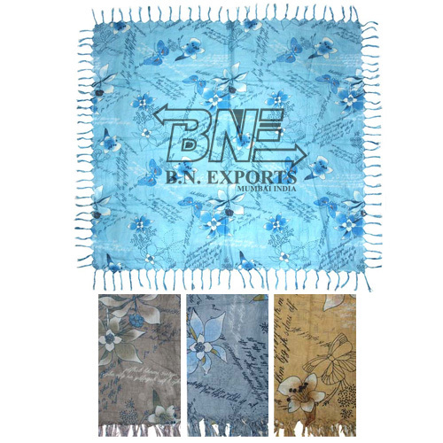 Cotton Scarf - 50x50 cm, Light Blue | Soft Texture, Colorfast, Shrink Resistant, Durable Material, Stylish Design, Fringe Detail, Washable