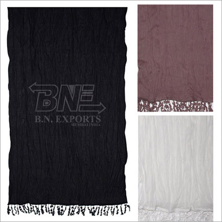 Solid Dyed Stole With Lace Fringes