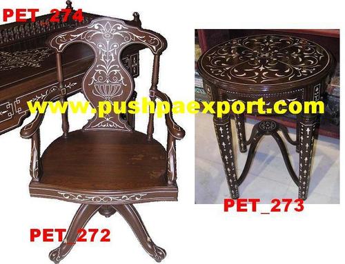 Bone Inlayed Table and Chair Bone Inlayed Table and Chair