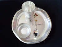 Silver Plated Baby Feeding Set Size: 25.4 X 5.1 X 25.4 Cm