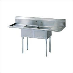 Two Sink Unit - Stainless Steel, 48" x 24" x 33", Satin Finish | Two Basins, Easy Cleaning, Adjustable Legs, Space Saving