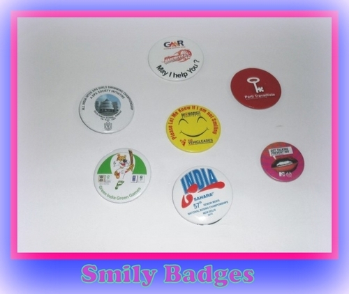 White Silver Smiley Badges
