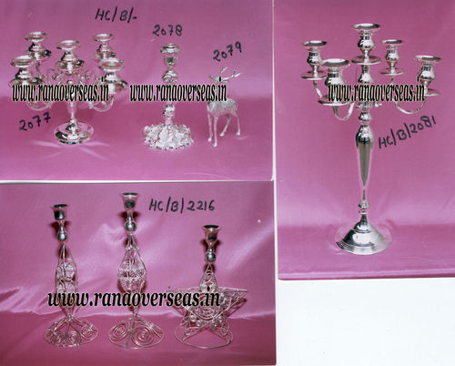 Silver plated Candle Stands in Brass Metal