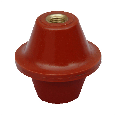 6 6Kv Epoxy Insulator (Bell) - Epoxy Resin, Variable Size, Red | High Voltage, Bus Duct Support, Threaded Mounting