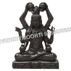 Black Shiva Statue - Stone, 12 Inches, Matte Black | Handcrafted, Intricate Details, Calming Presence, Traditional Design