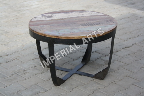 Industrial Furniture-Industrial Round Table - Wood & Metal, 30x30x45cm, Brown | Durable, Stylish, Stable, Space-Saving, Rustic Charm