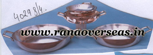 Copper Metal Serving Plates with Handle