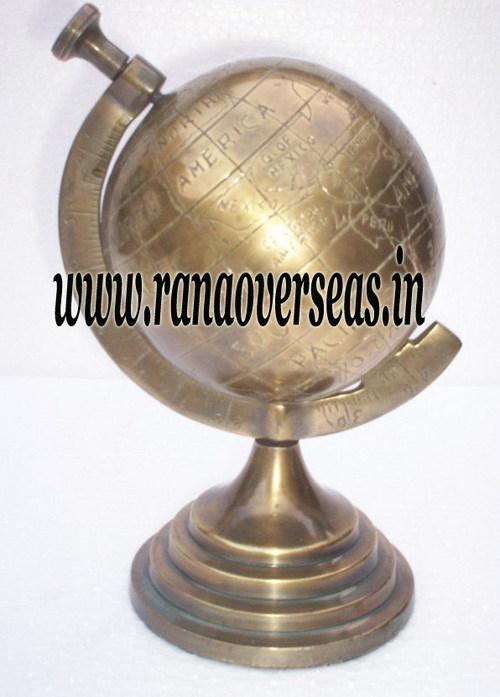 Aluminium Metal Globe in Brass Antique Finish