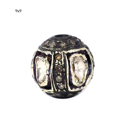 9*9 mm Diamond Spacer Findings - Silver 9x9 mm, 0.38 Ct Diamond, 1.99 g Gross Weight, Durable Design