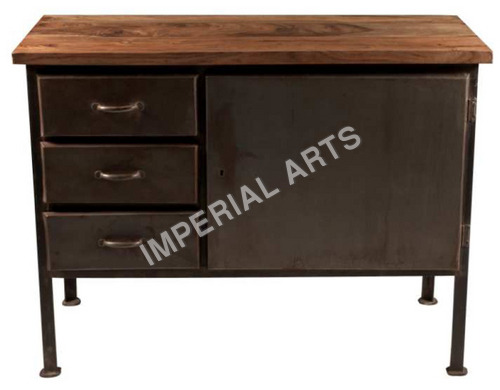 Industrial Furniture-Industrial Iron Table - Iron & Wood, 36x18x30 inches, Dark Brown | Durable, Stylish, Spacious, Functional, Easy Assembly