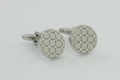 Cuff Links - Metal, 1.5 Cm Diameter, Silver Finish | Locking Closure, Elegant Design, Durable, Secure Clasp