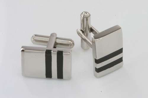 Cuff Links - Stainless Steel, 1.5 x 1 cm, Silver | Spring Loaded Closure, Elegant Design, Durable, Easy to Use, Brushed Finish