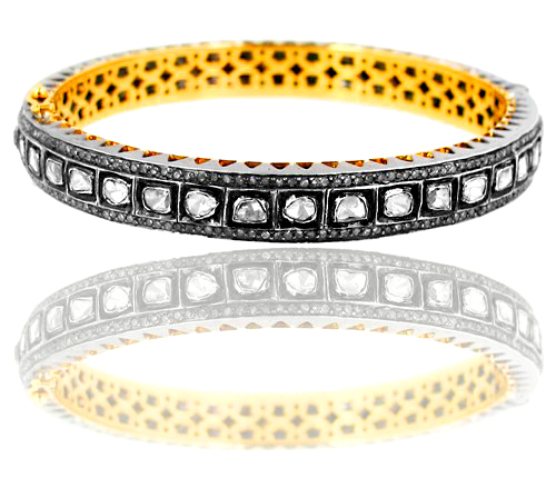 Gold Rose Cut Diamond Bangle