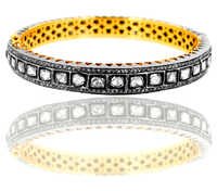 Gold Rose Cut Diamond Bangle
