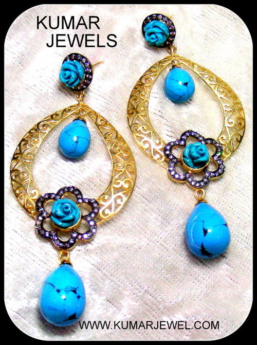 firoza flower earring.