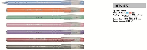 Direct Fill Pen - Plastic Body 14cm Multi-Colored Barrel 0.6mm Swiss Tech Tip Inbuilt Gripper Smooth Writing