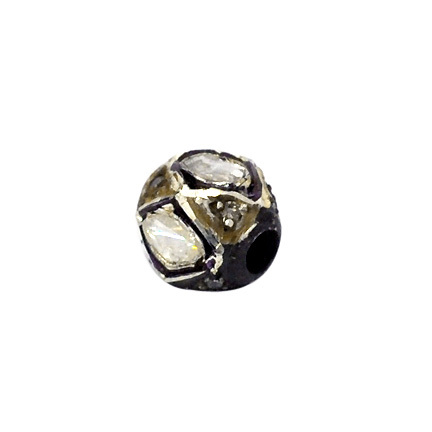 7*8mm Designer Diamond Spacer Findings - Silver, 0.19 Ct Diamond, 0.9g Gross Weight, Elegant Design