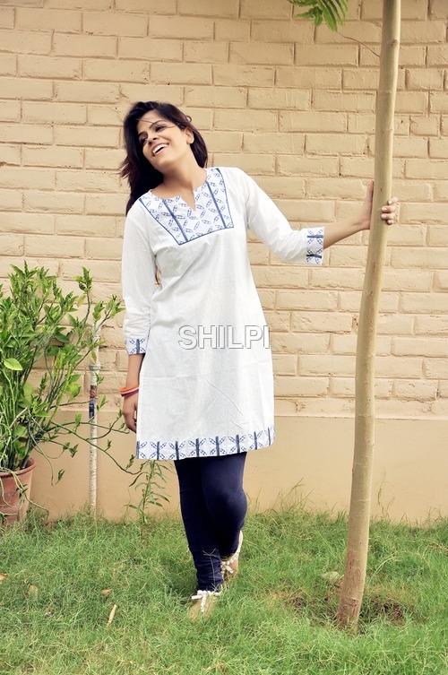 White Cotton Kurtis - Standard Size, White Color | Lightweight, Quick Dry, Washable, Seamless Finishing, Beautiful Embroidery