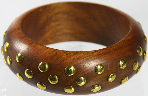 Brass Studded wood bangle