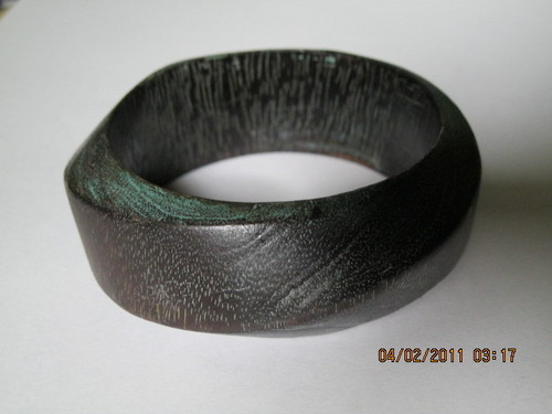 Colored Wood Bangle - Wood, 70x50 mm, Dark Brown | Handcrafted, Lightweight, Satin Finish, Durable, Stylish Accessory