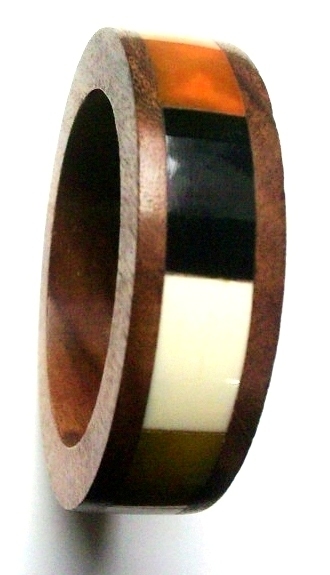 Wood bangle with inlay Resin