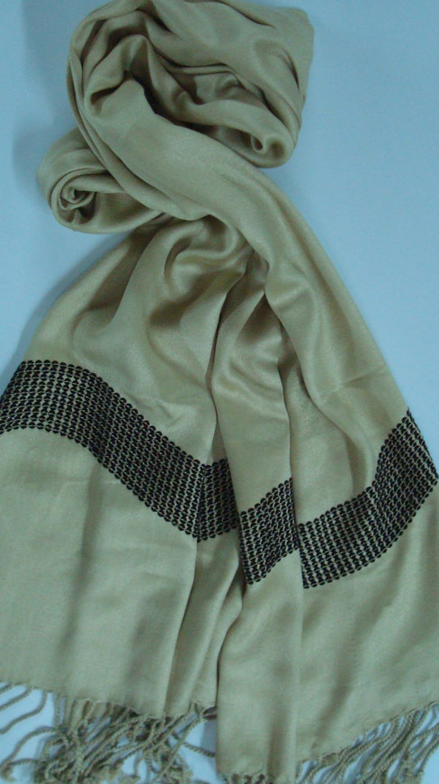 Satin viscose scarf with black sequin work