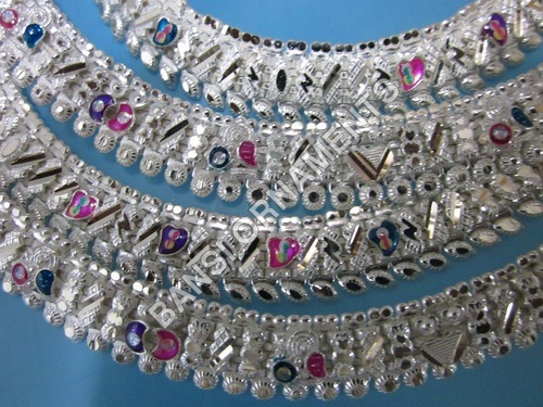 Silver 3 line round anklets