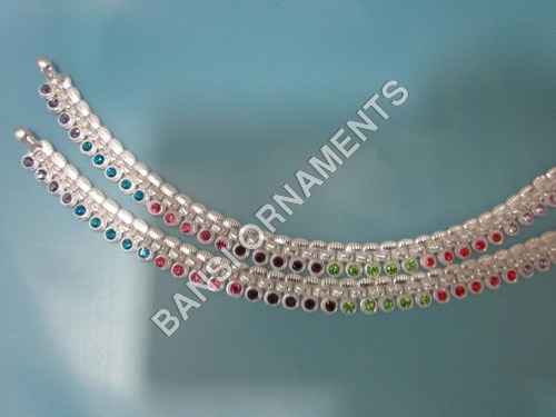 Sterling Silver Chain Diamonds Anklets