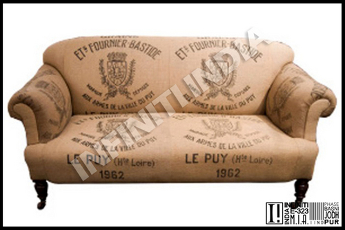 Fabric Industrial Vintage Grain Sack Sofa