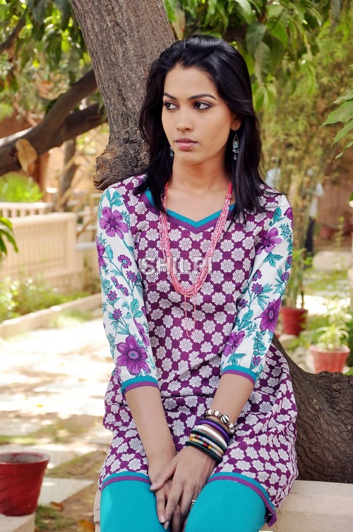 Cotton Printed Kurti - Cotton Fabric, Standard Size, Purple Flower Print on White Base | Light Weight, Quick Dry, Washable Design