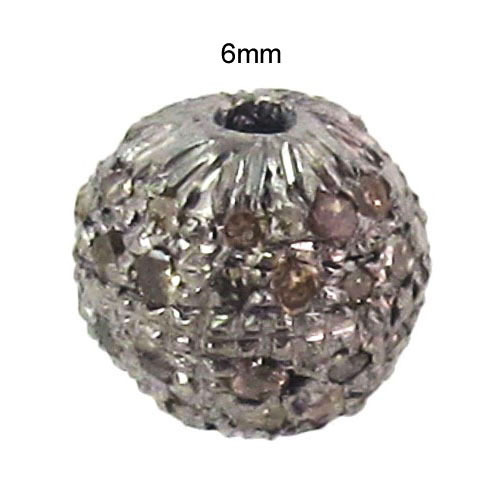 Diamond Pave Ball 6mm Silver Bead Finding