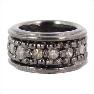925 Silver Diamond Spacer Finding Jewelry - .925 Sterling Silver, 0.13 CTS Diamond, Black, Round | Elegant Design, Versatile Use, Fine Craftsmanship