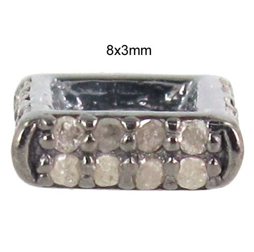 925 Sterling Silver Diamond Finding - 8x3mm, 0.31 CTS Diamond, Connector Spacer, Elegant Design