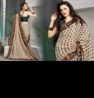 Sequin Beaded Saree - Silk Blend, 5.5 Meters, Beige | Glass Beads, Sequin Embellishments, Elegant Party Wear