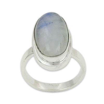 Sterling Silver Rainbow Moonstone Ring | Gemstone Crystal Rings | Made In  Earth US