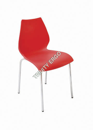 Plastic Cafeteria Chair - Plastic & Metal, 17.7x19.7x20 Inches, Red | Durable, Lightweight, Stackable, Comfortable, Easy to Clean
