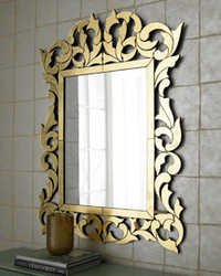 Dressing Table Mirror - Wood & Glass, 24x30 Inches, Gold | Elegant Design, Durable Frame, Clear Glass