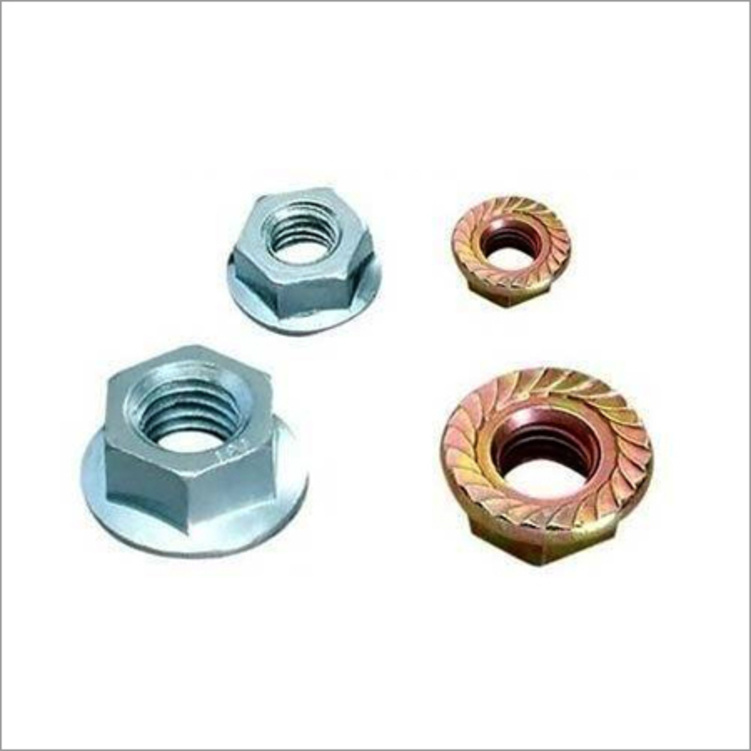 Flange Nuts - Mild Steel, Hexagonal, Silver Color, 40g Weight | High Strength, Durable, Integrated Washer Functionality