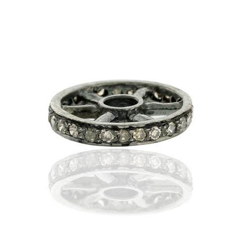Designer Spacer Diamond Jewelry - Silver, 0.24 Ct Diamond, 0.85 gms | Elegant Pave Setting, Bracelet Spacer, Necklace Pendant